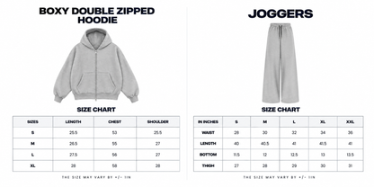 Holy Days- Boxy Dual Zipper Hoodie & Baggy fit Sweatpants Bundle