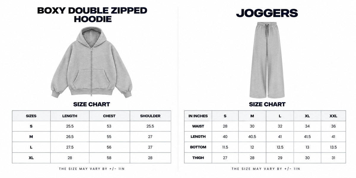 Holy Days- Boxy Dual Zipper Hoodie & Baggy fit Sweatpants Bundle