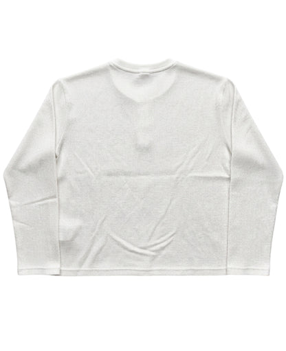 White Henley waffle knit Back Design